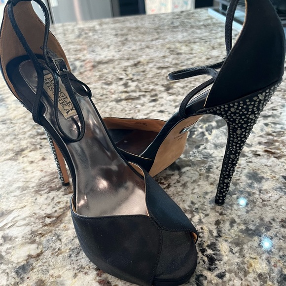 Black Rhinestone Badgley Mischka Heels - Picture 2 of 7